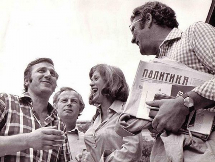 Sa Borisom Buzančićem, Ružicom Sokić i rediteljem Vladimirom Tadejom,  Pulski filmski festival 1973.