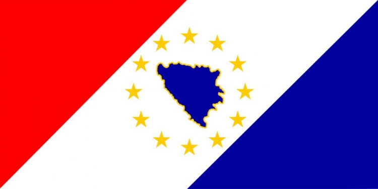 Drugi prijedlog zastave bio je gotovo identičan, s tim što se umjesto 10 na zastavi nalazilo 12 žutih zvjezdica, s obzirom da zastava EU ima 12 zvjezdica.