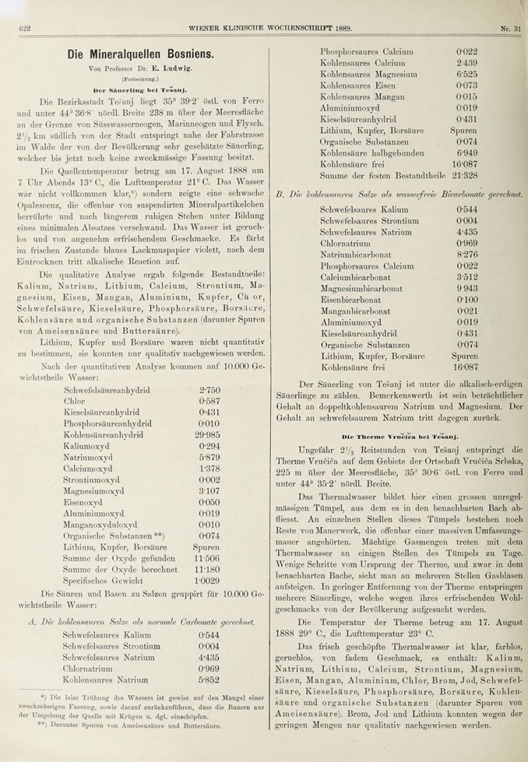 Wiener klinische Wochenschrift, 1. August 1889, Nr. 31, 622
